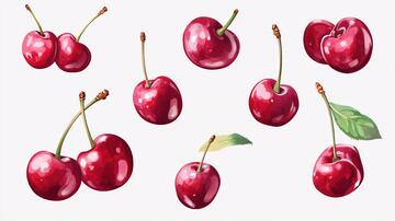 樱桃手绘素材