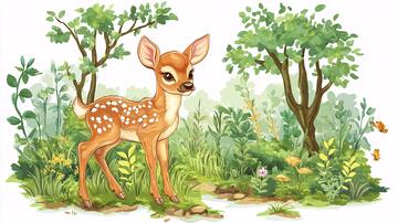 鼠绘小鹿小鹿插画手绘