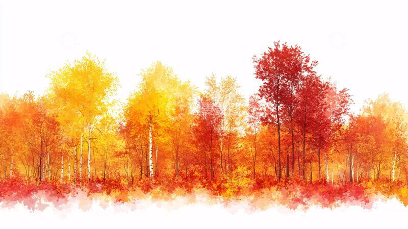 高清大图下载【趣麦麦图】电脑画抽象秋季白桦林1
