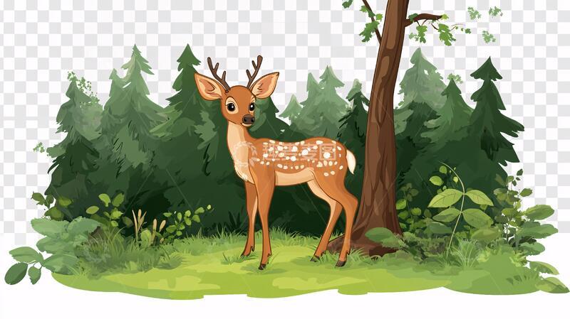 高清大图下载【趣麦麦图】森林小鹿动物