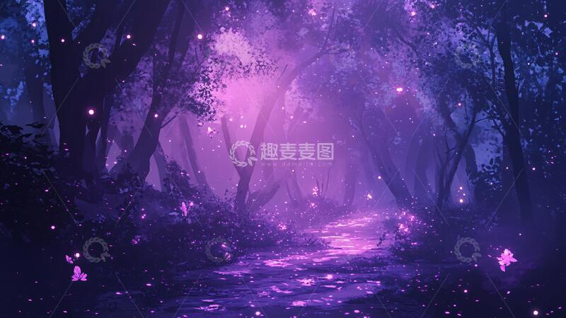 高清大图下载【趣麦麦图】粉红色的幻想森林