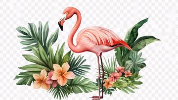 火烈鸟免抠手绘原创插画