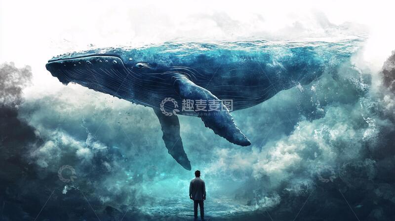 高清大图下载【趣麦麦图】鲲鲸鱼大鱼鲸鱼手绘海报
