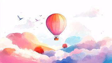 热气球插画场景1