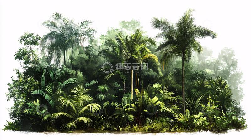 高清大图下载【趣麦麦图】热带雨林手绘