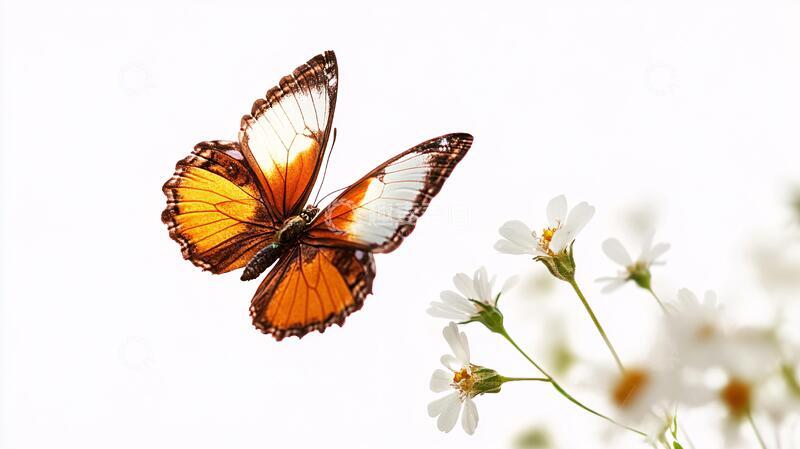 高清大图下载【趣麦麦图】蝶恋花橙色蝴蝶背景1