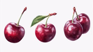 写实樱桃樱桃手绘插画