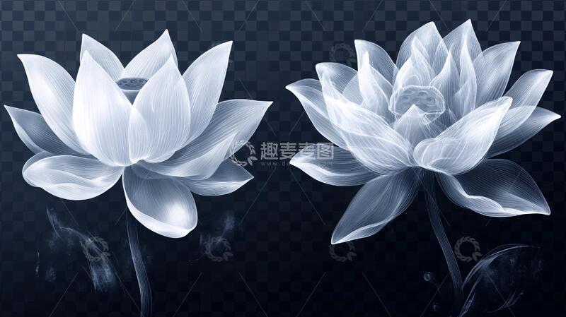 高清大图下载【趣麦麦图】逼真的荷花荷花插画水晶