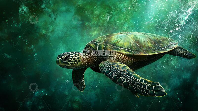高清大图下载【趣麦麦图】海龟原创插画