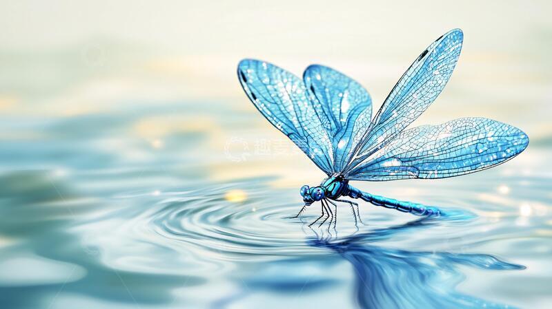 高清大图下载【趣麦麦图】池塘蓝色蜻蜓4