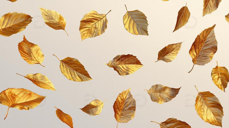 高清大图下载【趣麦麦图】飘落的枯叶落叶素材金色