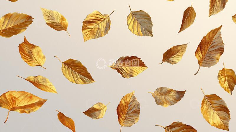 高清大图下载【趣麦麦图】飘落的枯叶落叶素材金色