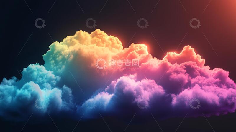 高清大图下载【趣麦麦图】-炫彩云朵云朵彩云插画