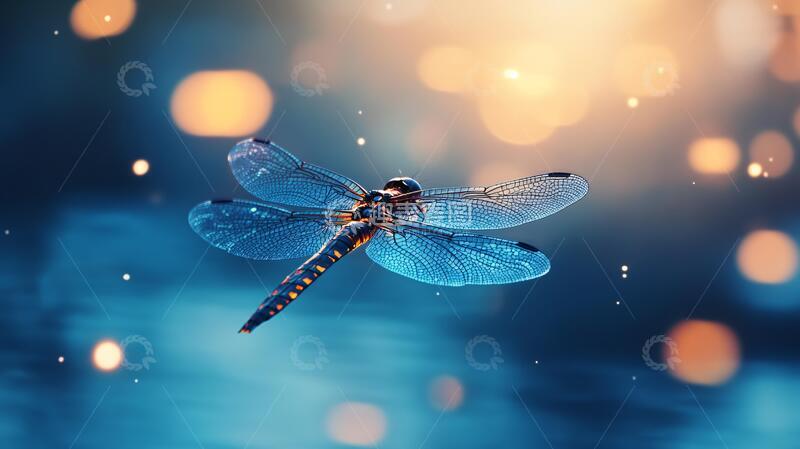 高清大图下载【趣麦麦图】池塘蓝色蜻蜓1