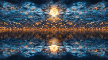 水面倒影月圆之夜