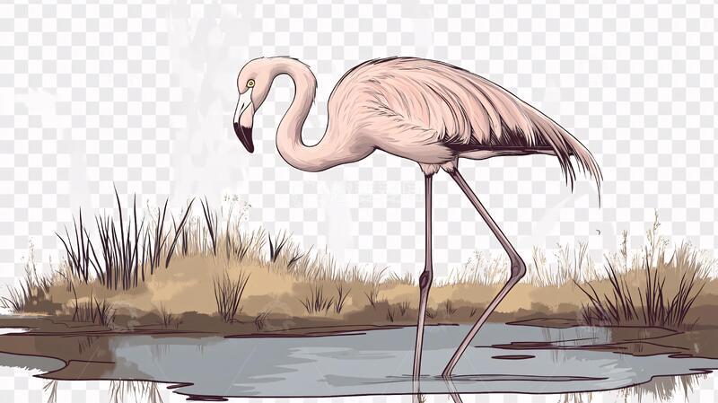高清大图下载【趣麦麦图】火烈鸟免抠手绘插画原创