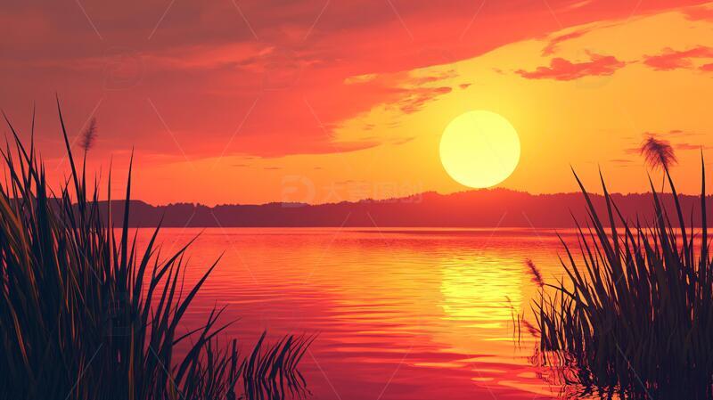 高清大图下载【趣麦麦图】湖泊湖水夏天日出