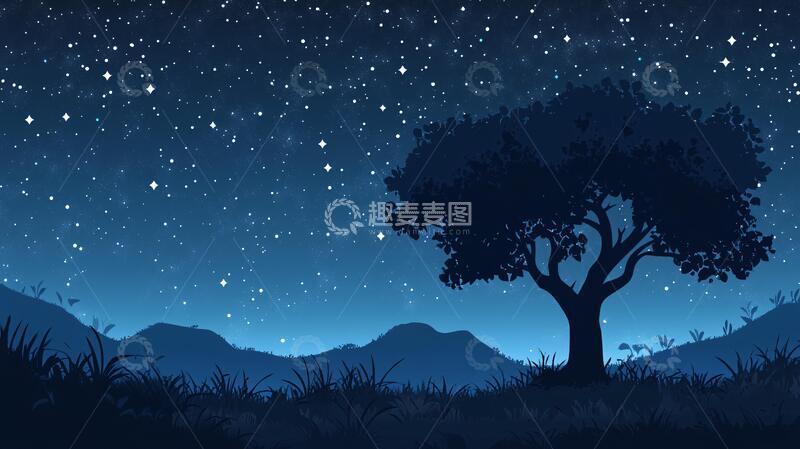 高清大图下载【趣麦麦图】自然夜晚夜晚夜景树木