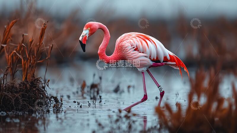 高清大图下载【趣麦麦图】-唯美火烈鸟高清湿地唯美