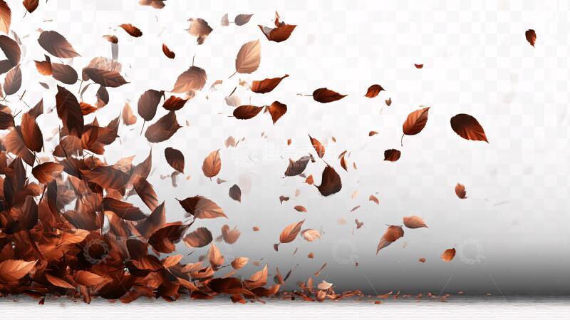 高清大图下载【趣麦麦图】飘散的树叶落叶秋叶树叶