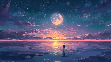 月光插画月光下3