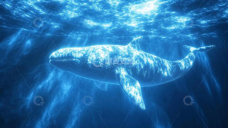 高清大图下载【趣麦麦图】深海白鲸鲸鱼白鲸深海