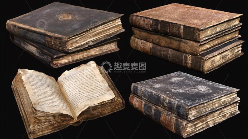 高清大图下载【趣麦麦图】复古书造型效果图1