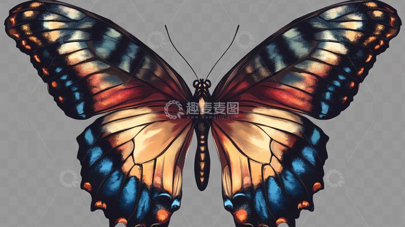 高清大图下载【趣麦麦图】写实蝴蝶蝴蝶翅膀彩色