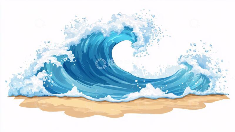 高清大图下载【趣麦麦图】手绘海浪图手绘插画浪花