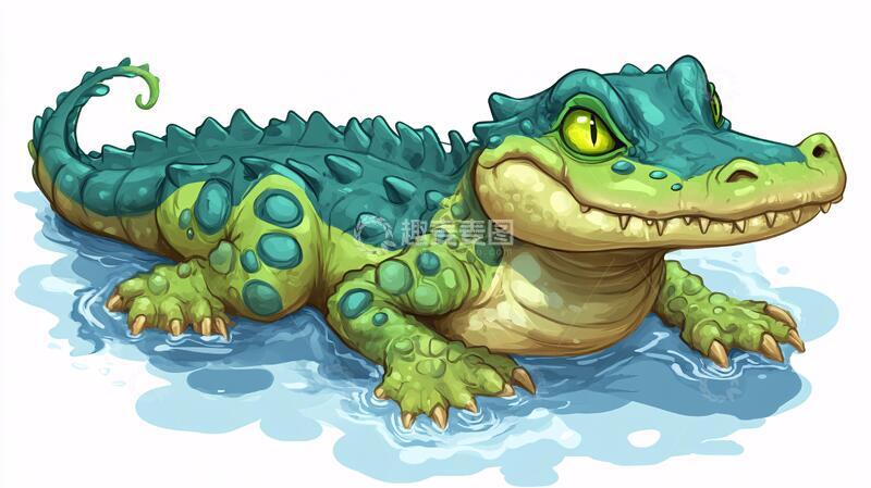 高清大图下载【趣麦麦图】原创卡通鳄鱼