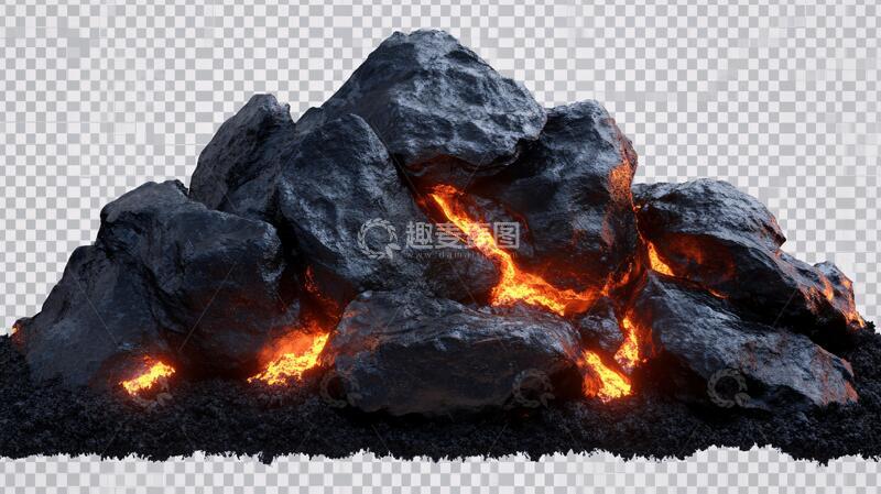 高清大图下载【趣麦麦图】火烧岩石头岩浆熔岩岩石