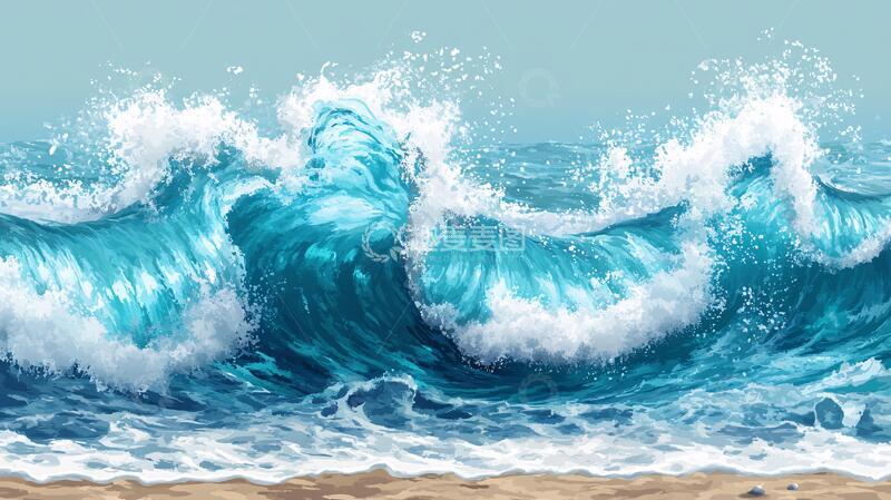 高清大图下载【趣麦麦图】浪花插画插画手绘浪花