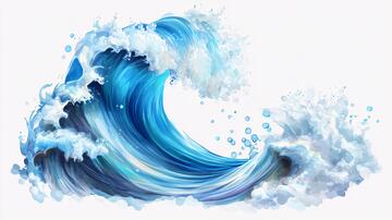 手绘海浪图插画手绘浪花