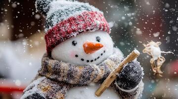 户外小雪人雪人雪景校园