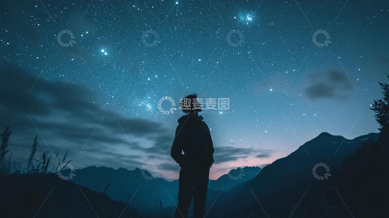 高清大图下载【趣麦麦图】仰望星河的人