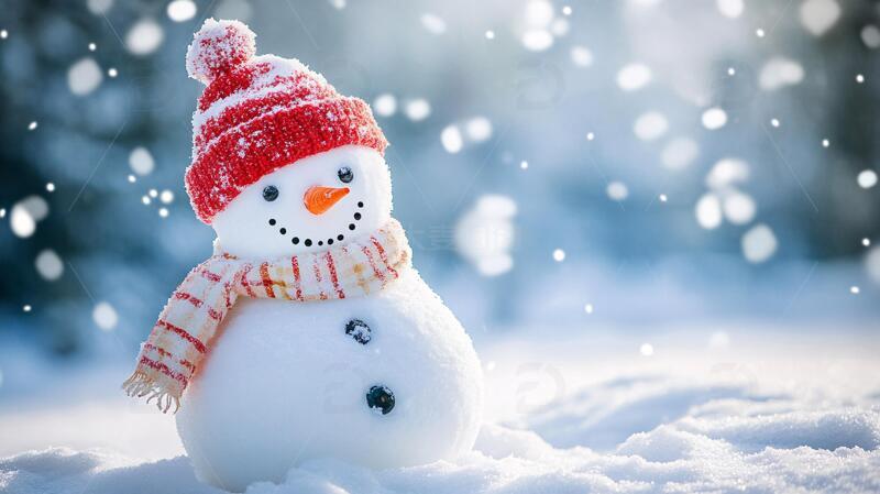 高清大图下载【趣麦麦图】户外小雪人雪人雪花雪景