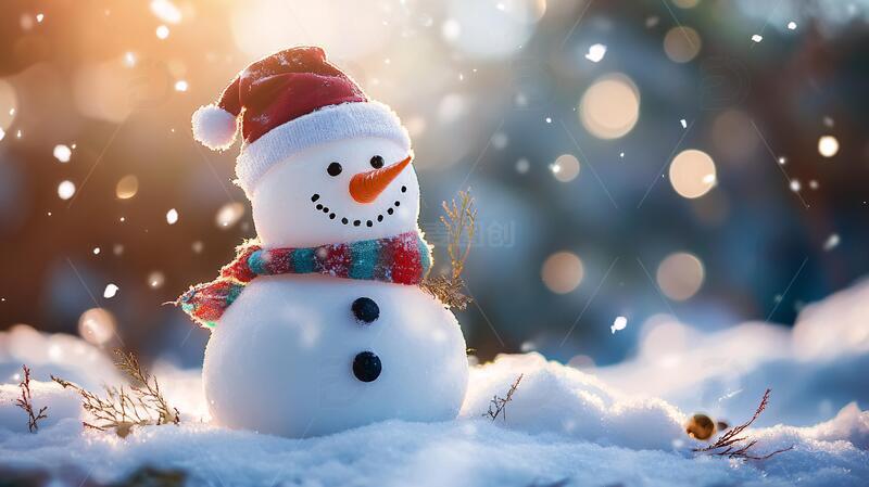 高清大图下载【趣麦麦图】创意小雪人雪人雪花雪景