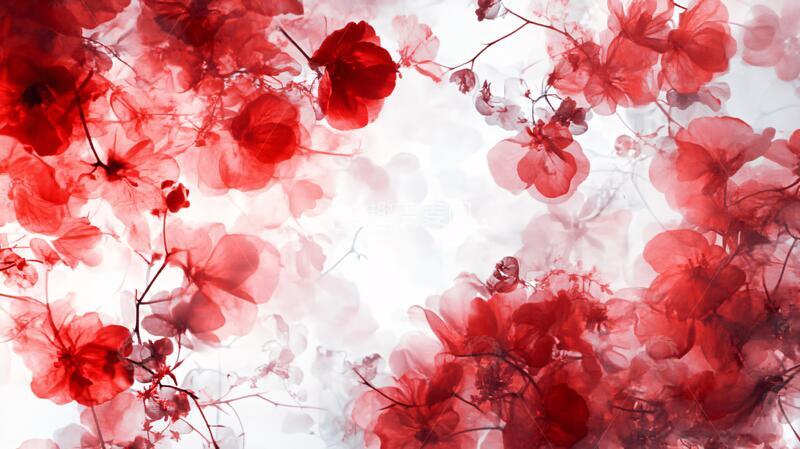 高清大图下载【趣麦麦图】手绘红色花卉梦幻背景1