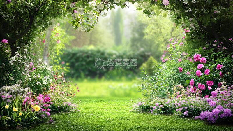 高清大图下载【趣麦麦图】浪漫林间花丛