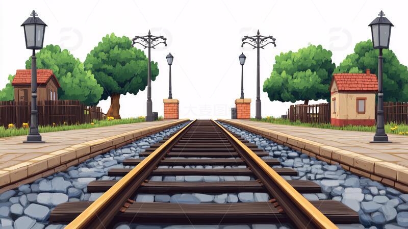 高清大图下载【趣麦麦图】火车铁轨场景