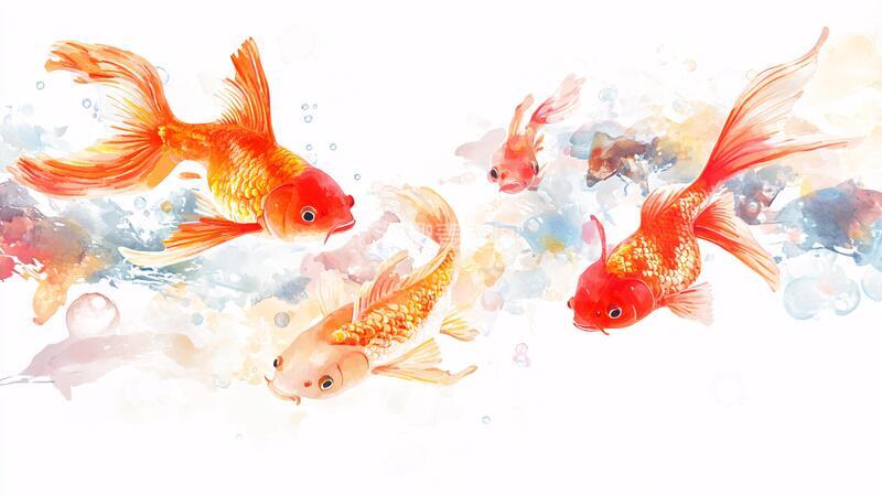 高清大图下载【趣麦麦图】创意手绘金鱼1