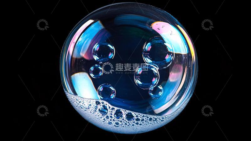 高清大图下载【趣麦麦图】水晶球倒影水球蓝色水面