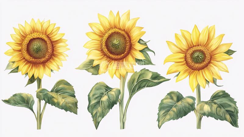 高清大图下载【趣麦麦图】高清手绘太阳花向日葵