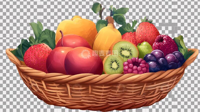 高清大图下载【趣麦麦图】果篮水果插画图片