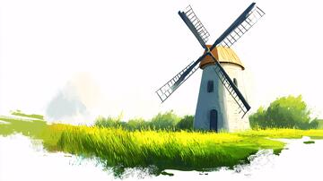 风车插画风车插画磨坊