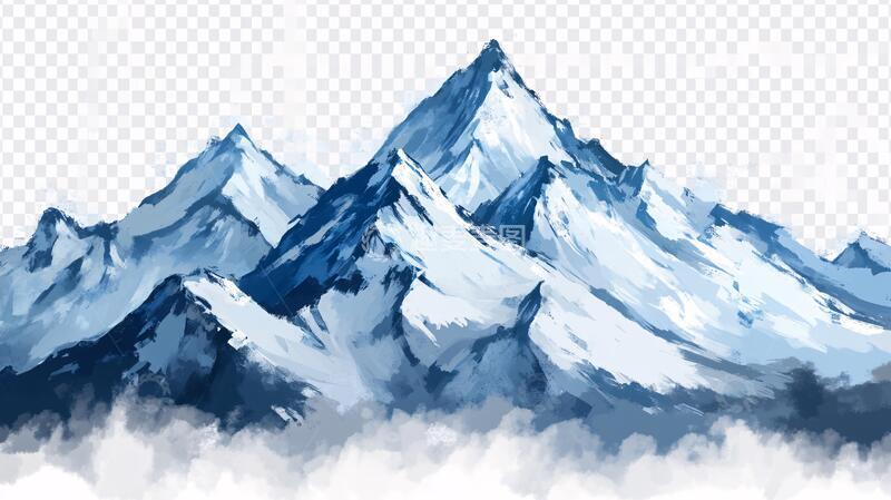 高清大图下载【趣麦麦图】水彩画山峰高山远山