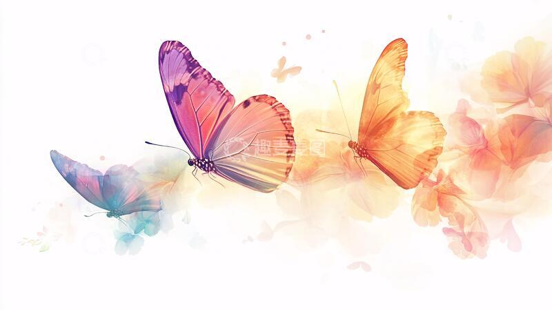 高清大图下载【趣麦麦图】花蝶梦幻背景
