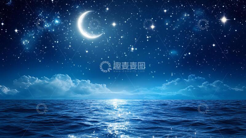 高清大图下载【趣麦麦图】蓝月夜梦幻唯美奇幻10