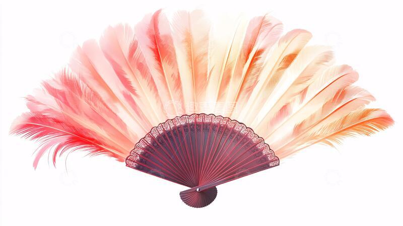 高清大图下载【趣麦麦图】折扇水蜜桃插画