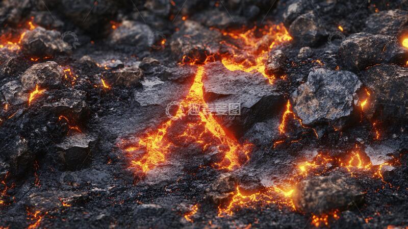 高清大图下载【趣麦麦图】焦灼的溶岩熔岩岩浆岩石